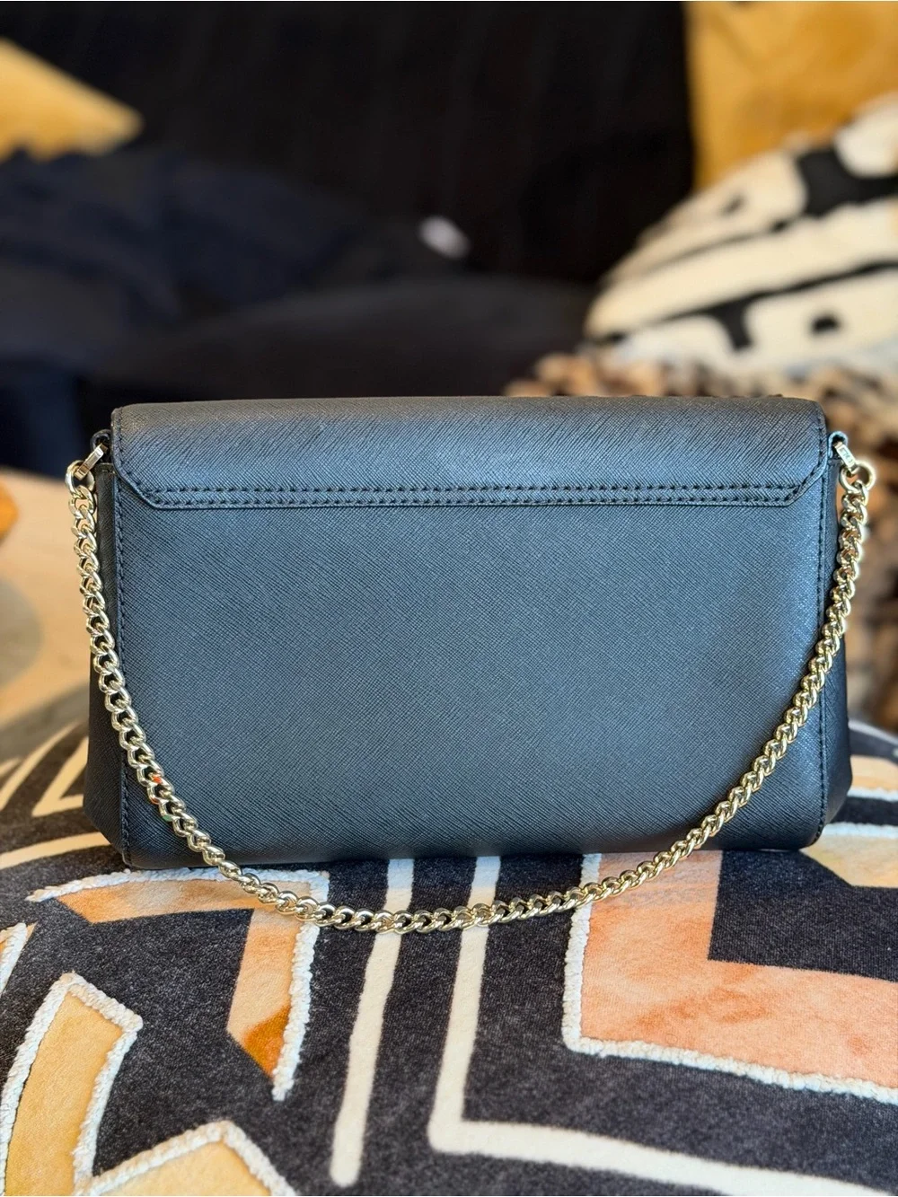 Kate Spade Black Saffiano Leather Crossbody with Gold Hardware
